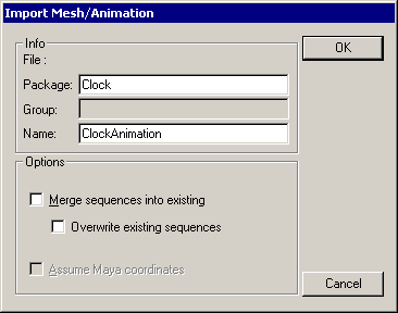 Animation import options